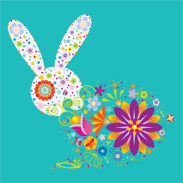 Floral Bunny Rabbit. Happy Easter!